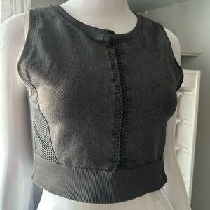 Aerie Gray Fitted Crop Tank Top